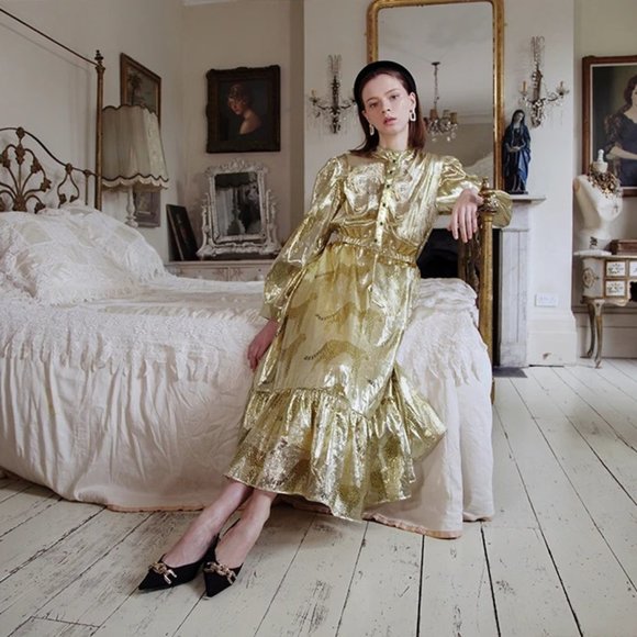 Sister Jane Tops - Sister Jane puff sleeve gold lame leopard print 🐆 blouse